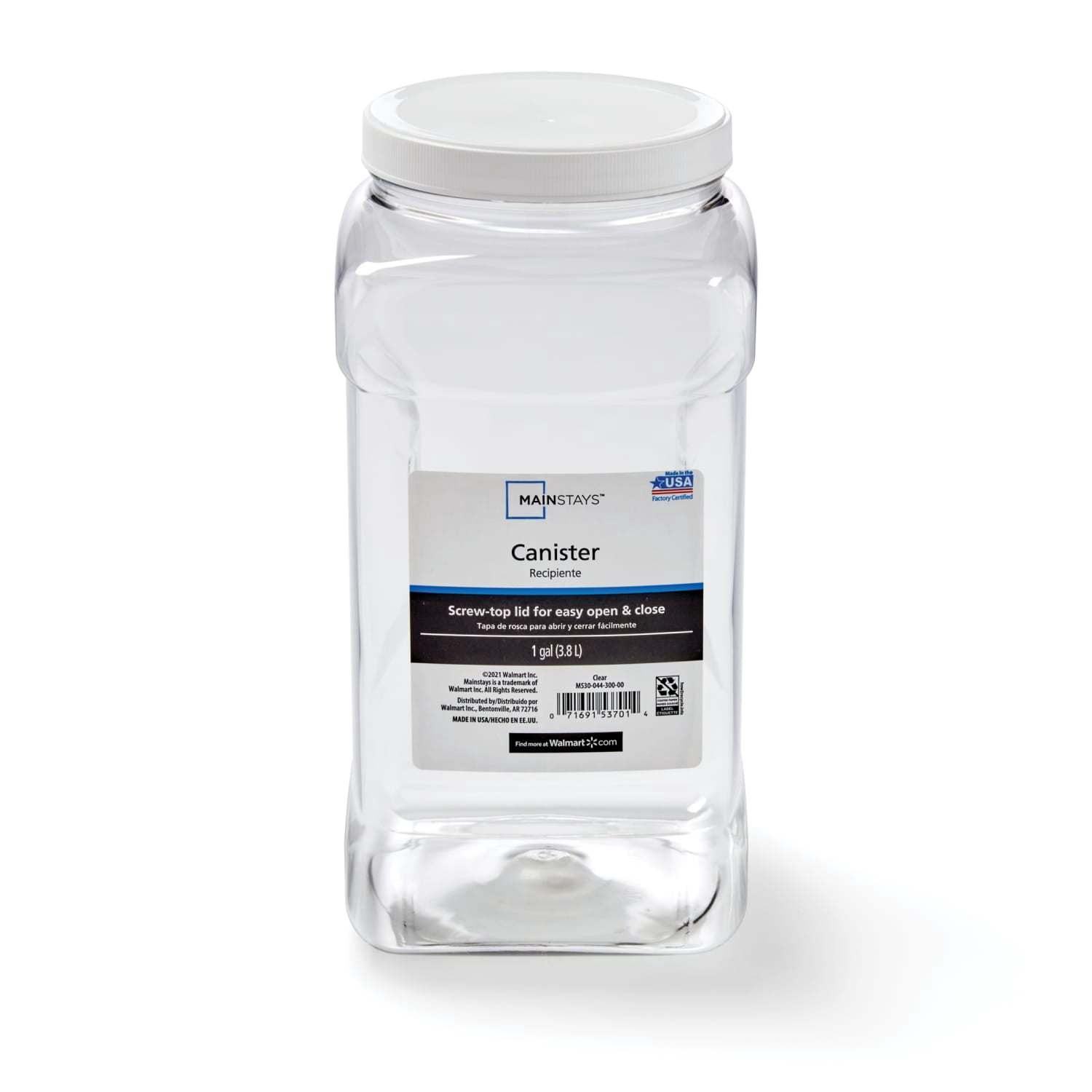 Mainstays Plastic Screw-Top Canister, 1 Gallon, White