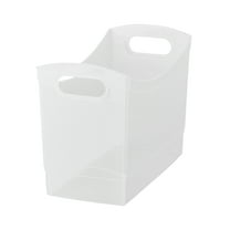 Mainstays Plastic Utility Storage Bin 12 Qt Narrow Rectangle with Carrying Handles, Clear