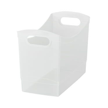 Mainstays Plastic Utility Storage Bin 12 Qt Narrow Rectangle with Carrying Handles, Clear