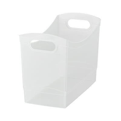 Mainstays 12 Qt Clear Plastic Storage Bin Organizer with Carrying Handles, Narrow Rectangular Utility Container for Pantry, Closet, Cabinet and Shelf Storage