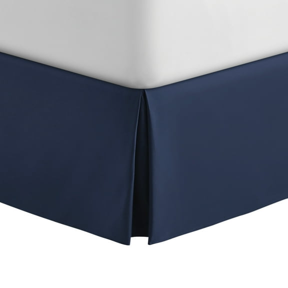 Mainstays Pleated Bedskirt, Navy Blue, Queen