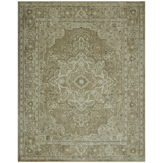Mainstays Traditional Plush Beige Medallion Indoor Area Rug, 7' 9" x 10'