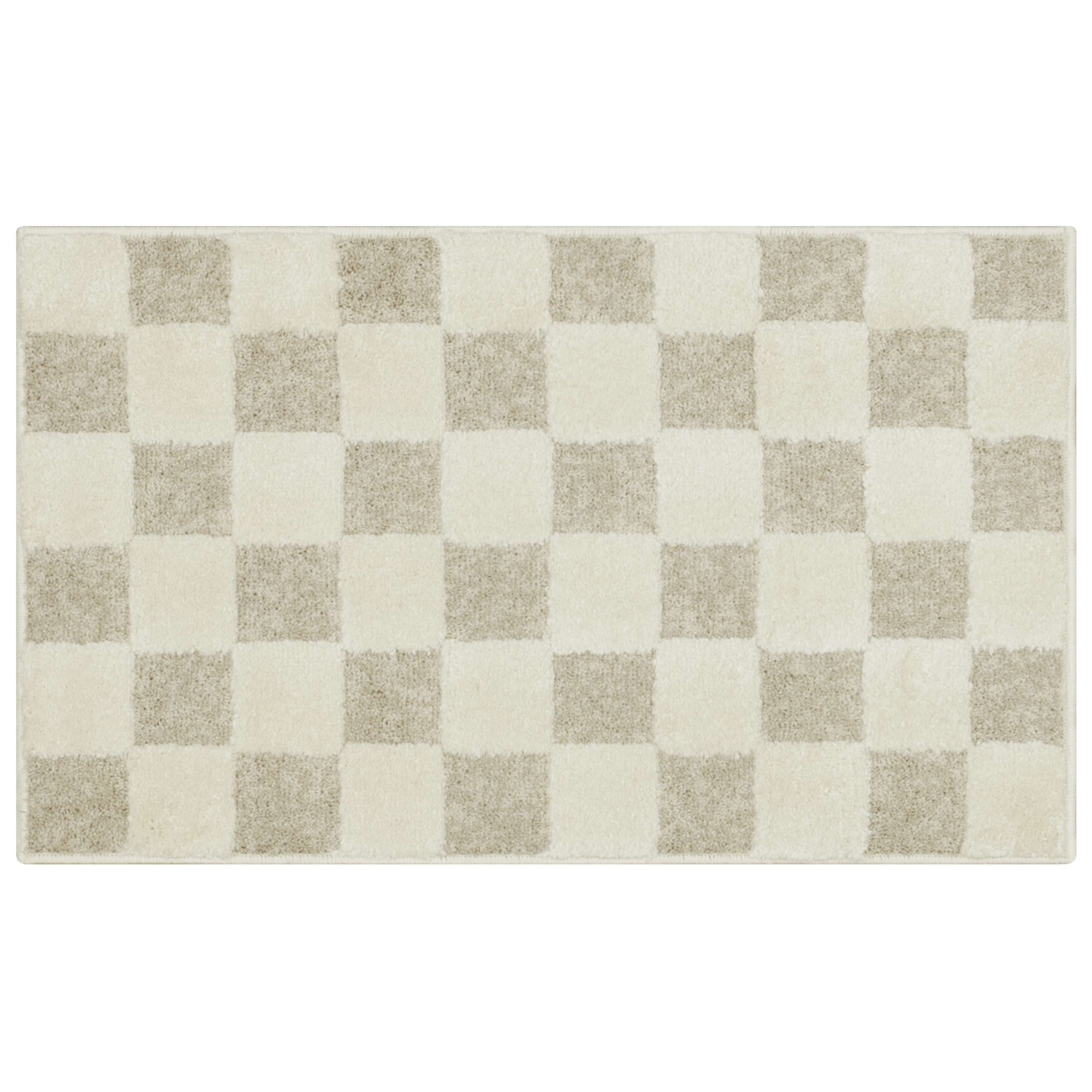 Mainstays Plush Check Ivory Indoor Accent Rug, 21 in x 34 in