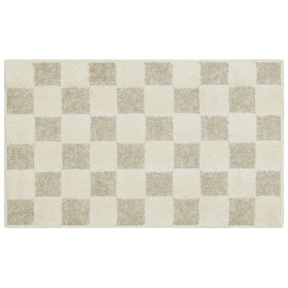 Mainstays Plush Block Check Ivory Indoor Accent Rug, 21" x 34"