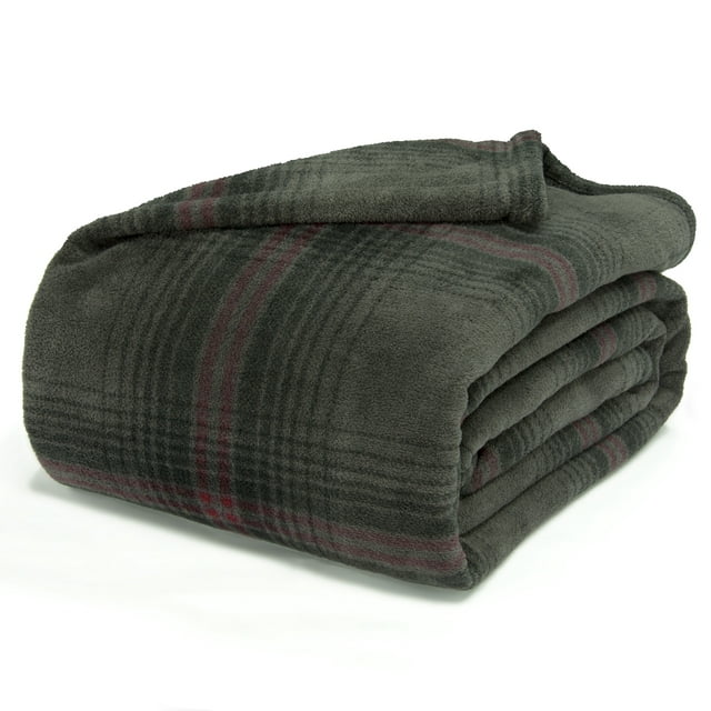 Mainstays Plush Gray Plaid Blanket, 1 Each