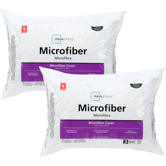 Mainstays Plush Microfiber Bed Pillows, 2 Pack, King