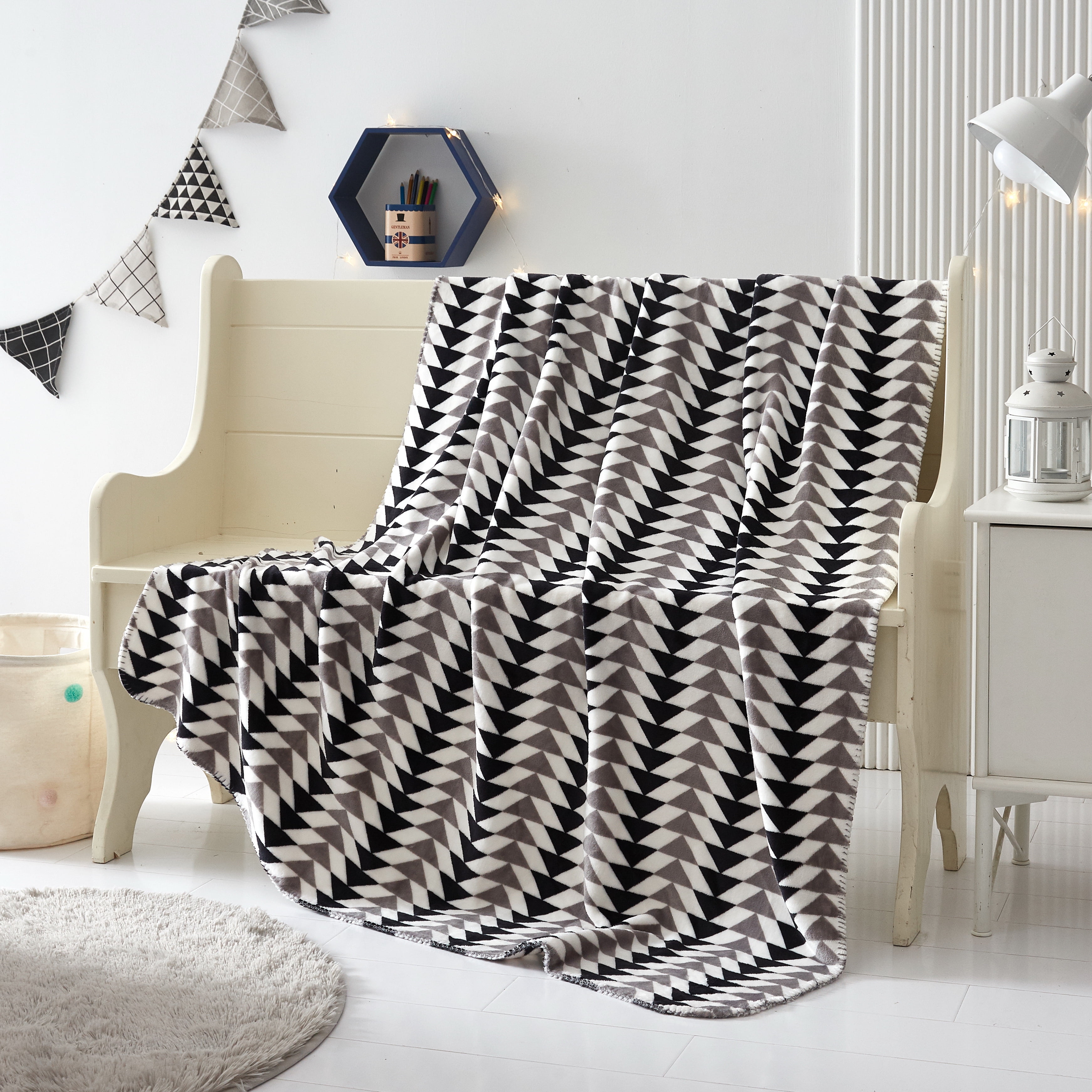 Mainstays Plush Throw Blanket, 50" x 60", Geo Angles