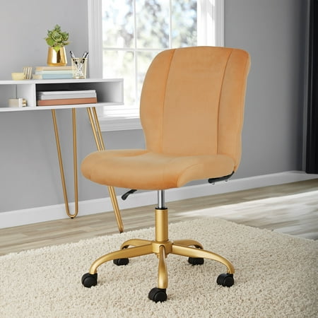 Mainstays Plush Velvet Office Chair, Dusty Gold