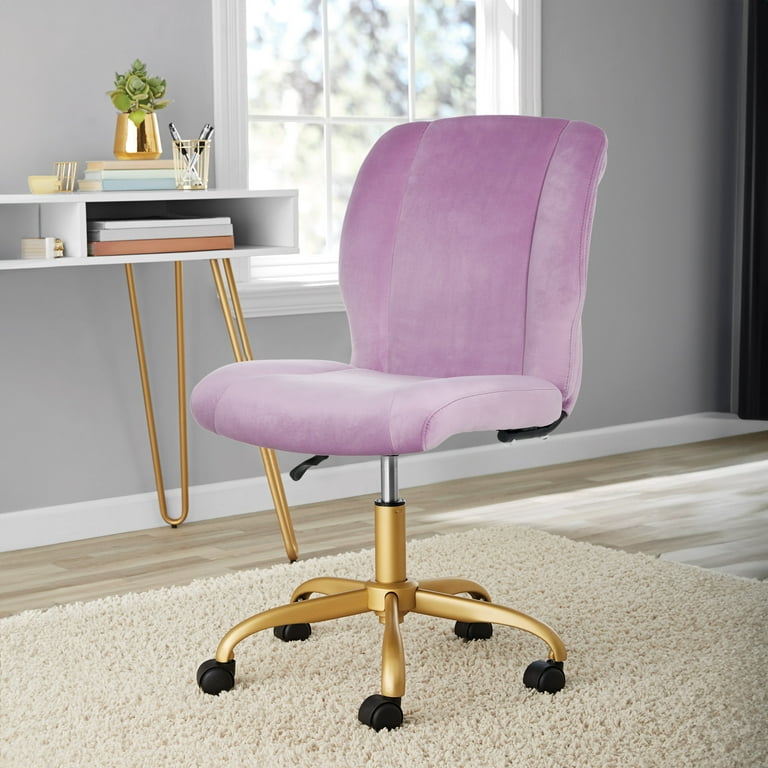 Mainstays Plush Velvet Office Chair, Lilac Bloom
