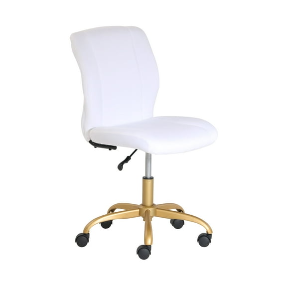 Mainstays White Plush Velvet Office Chair with Adjustable Height, Mid Back