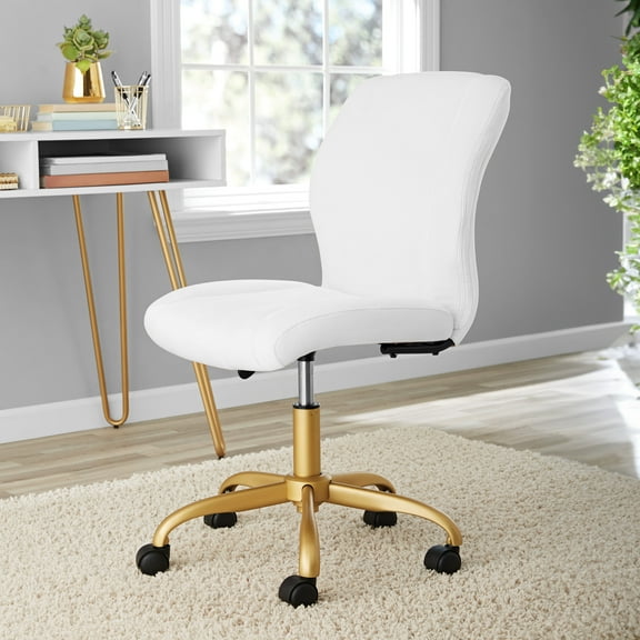 Mainstays Plush Velvet Office Chair, White