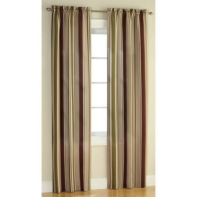 Mainstays Poly Duck Stripe Curtain Panel, Set of 2
