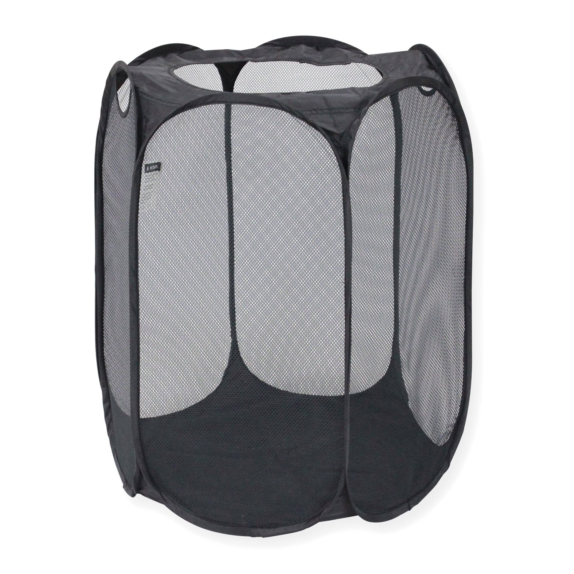 Mainstays Polyester Mesh Hexagon Popup Laundry Hamper, Black