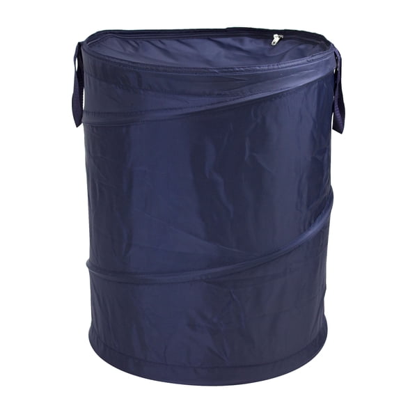Mainstays Pop-Up Laundry Hamper with Zipper Lid, 2-Load Capacity, Blue