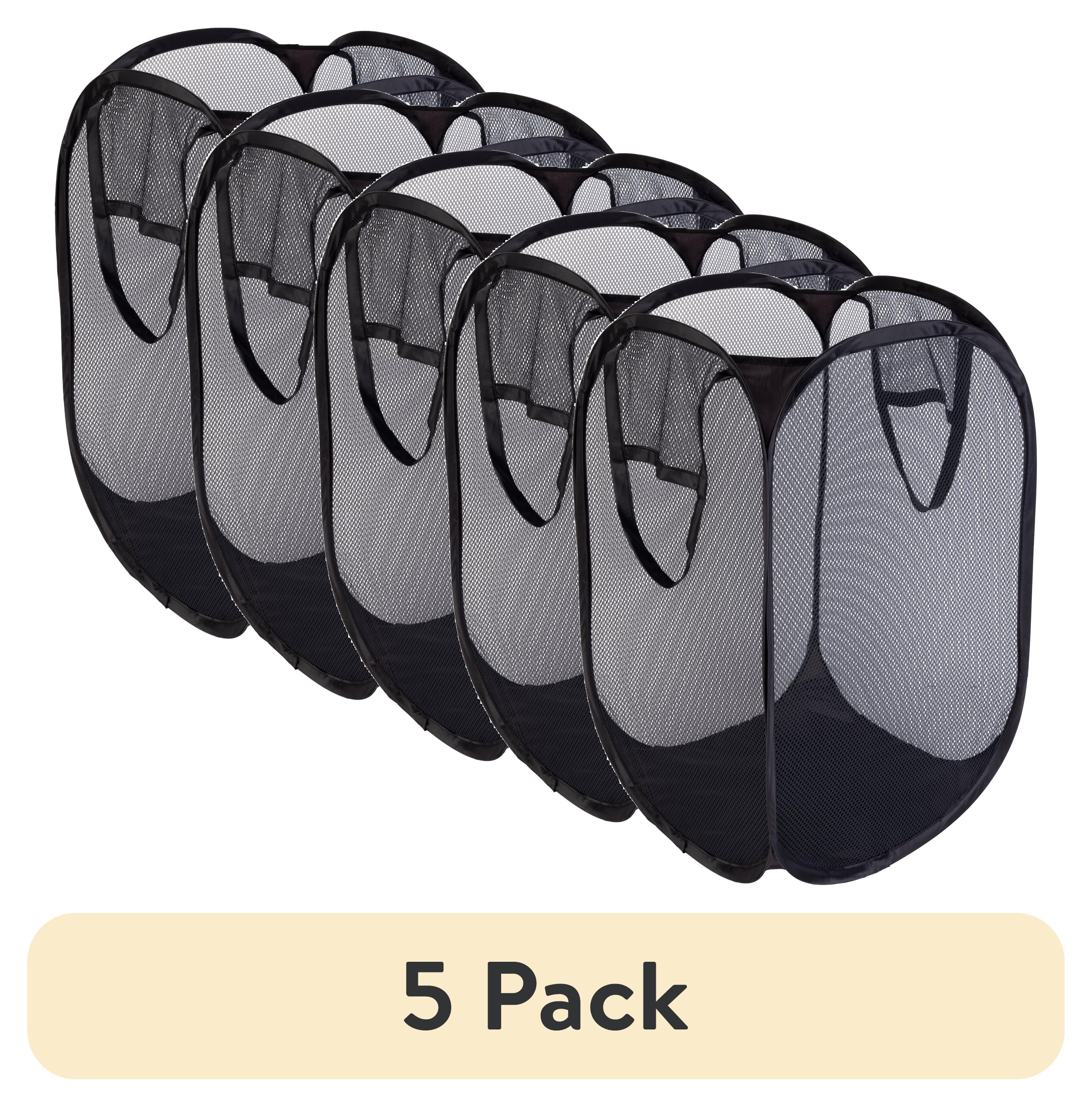 (5 pack) Mainstays Pop up Spiral Laundry Hamper, Rich Black