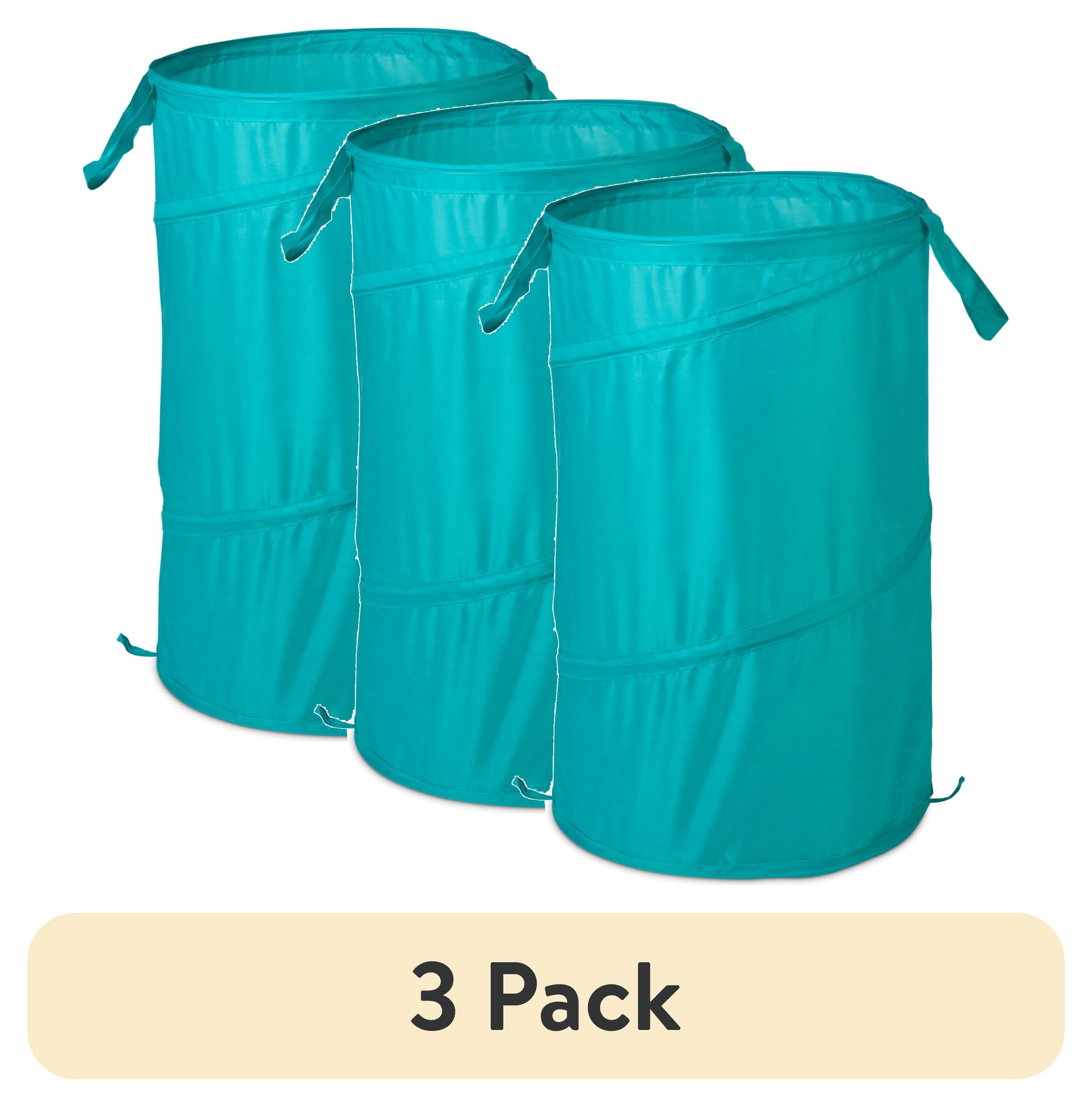 (3 pack) Mainstays Popup Spiral Polyester Laundry Hamper, Teal