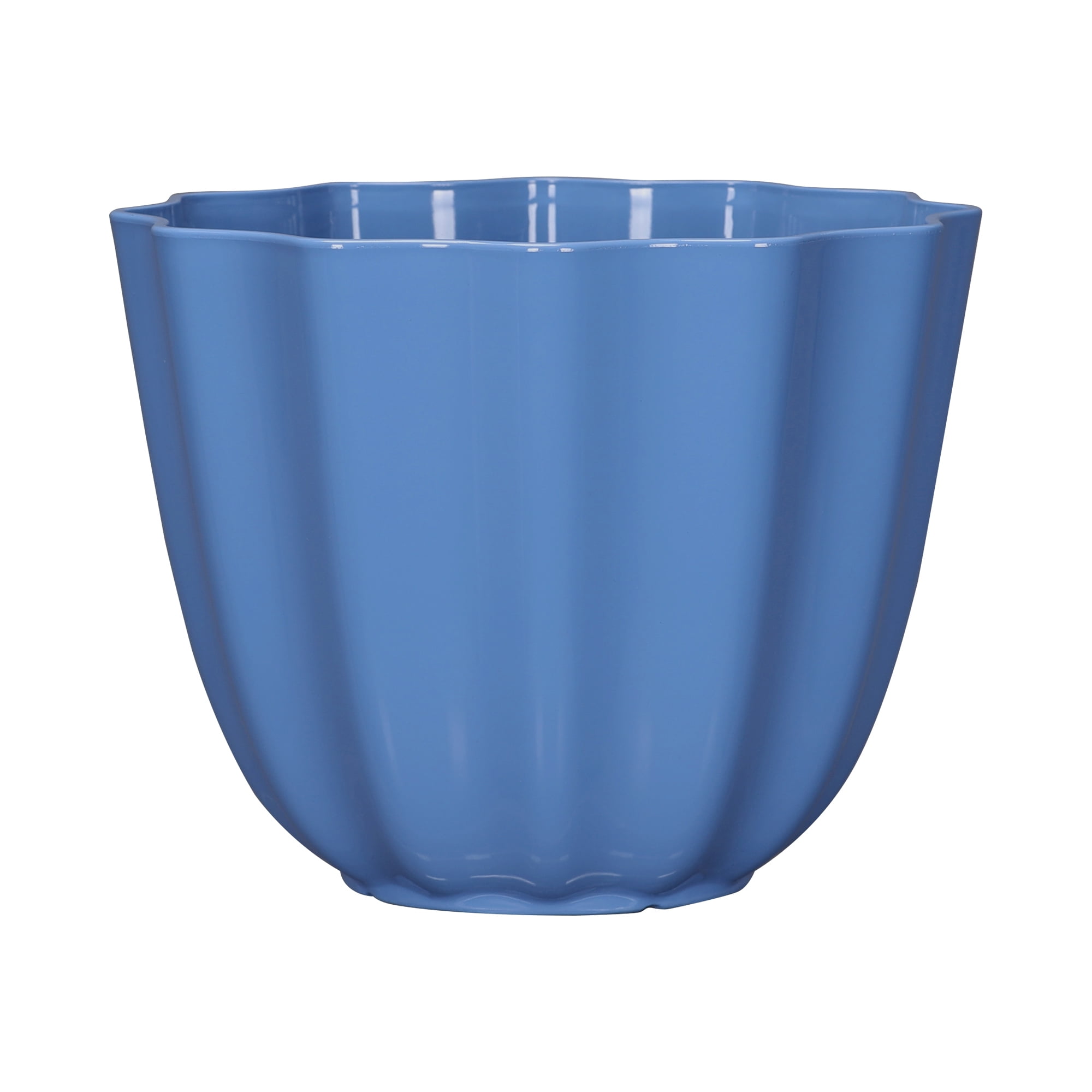Mainstays Poppy Recycled Resin Planter, Blue, 12in x 12in x 9.4in