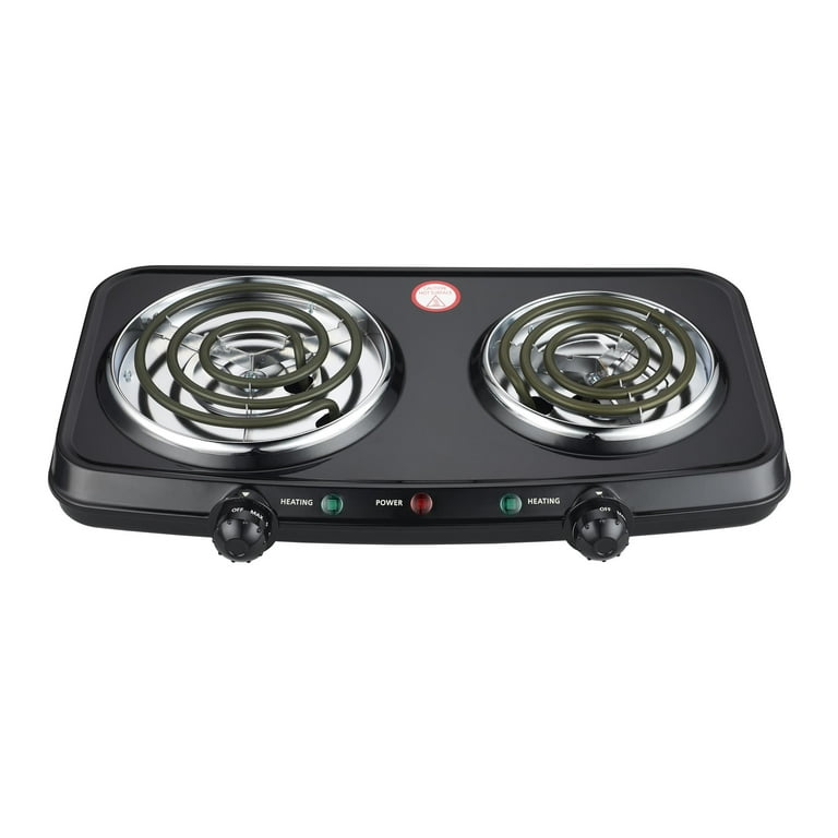 Mainstays Double Burner, 120V~ 1800W, Portable, Easy to Cook, Elegant Classic Design, 3.28 lbs