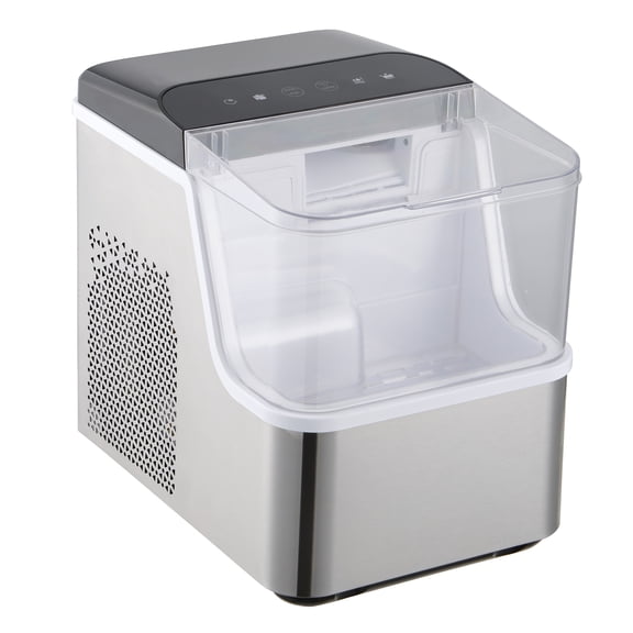 Mainstays Portable Countertop Ice Maker, Nugget, Stainless Steel, 35 lbs/day