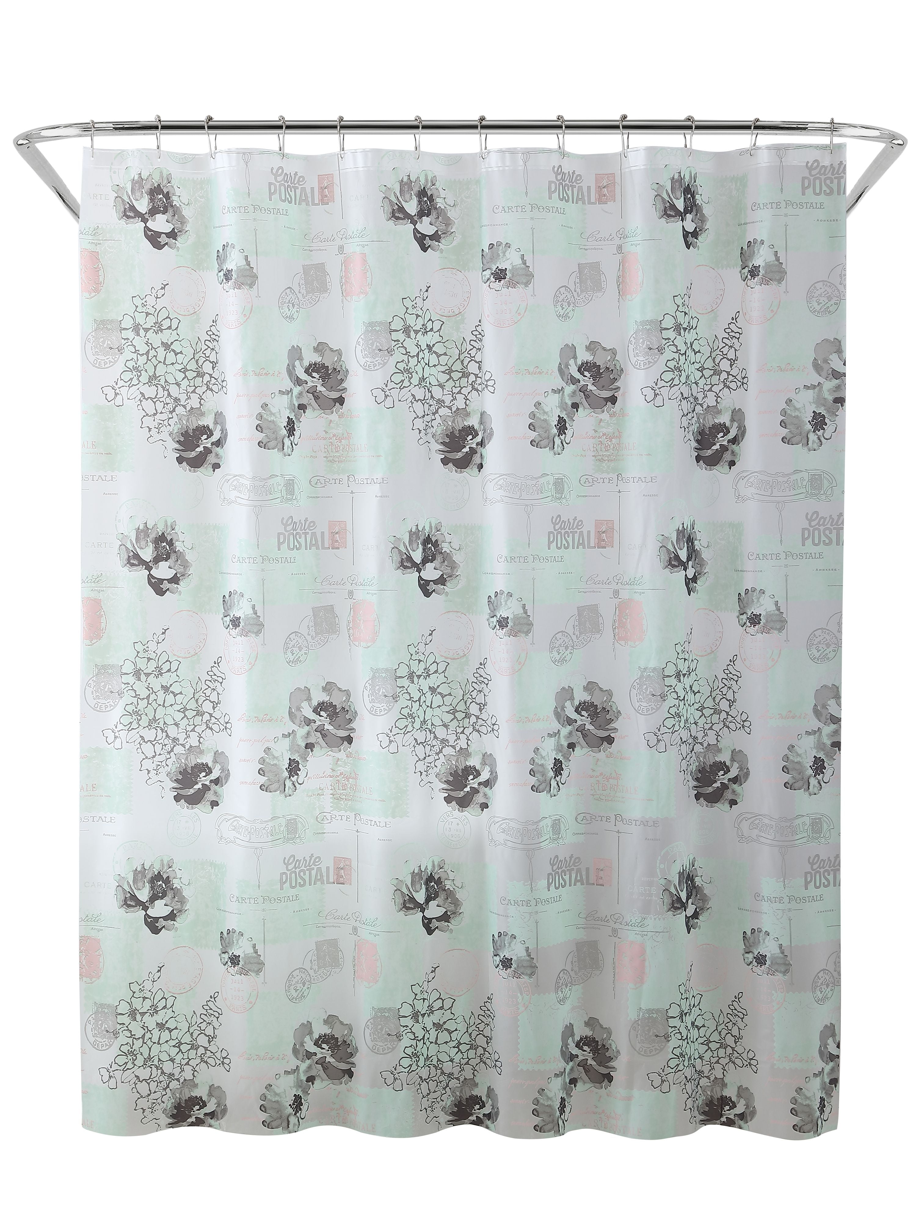Mainstays Postal Stamp PEVA Shower Curtain