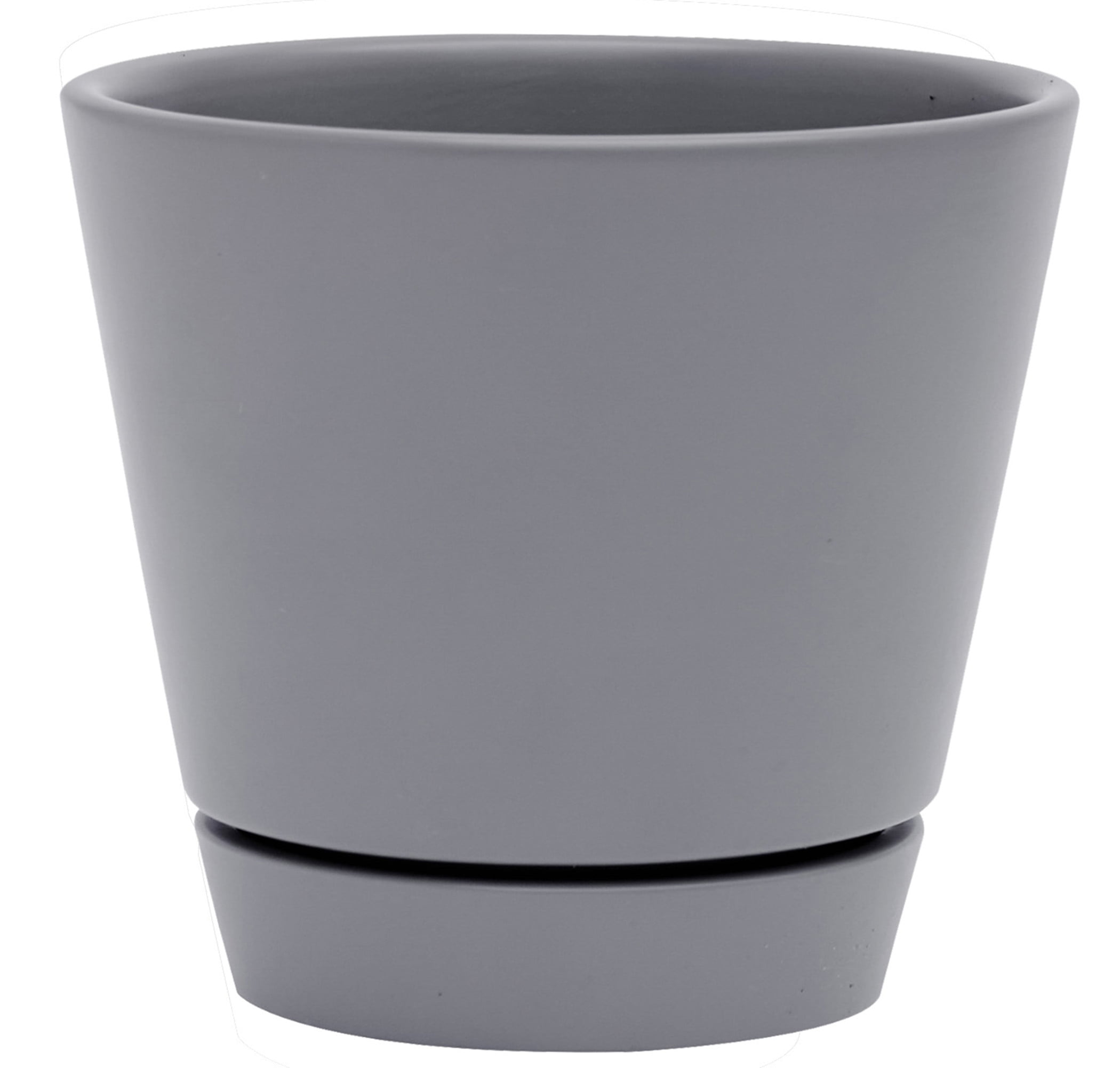 Mainstays Pottery 6in Ceramic Planter with Saucer,Gray