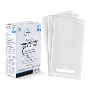 Mainstays Pint Vacuum Sealer Bags, 6 in x 10 in, 30 Count, BPA-Free, for Food Storage and Sous Vide, Works With All Brands