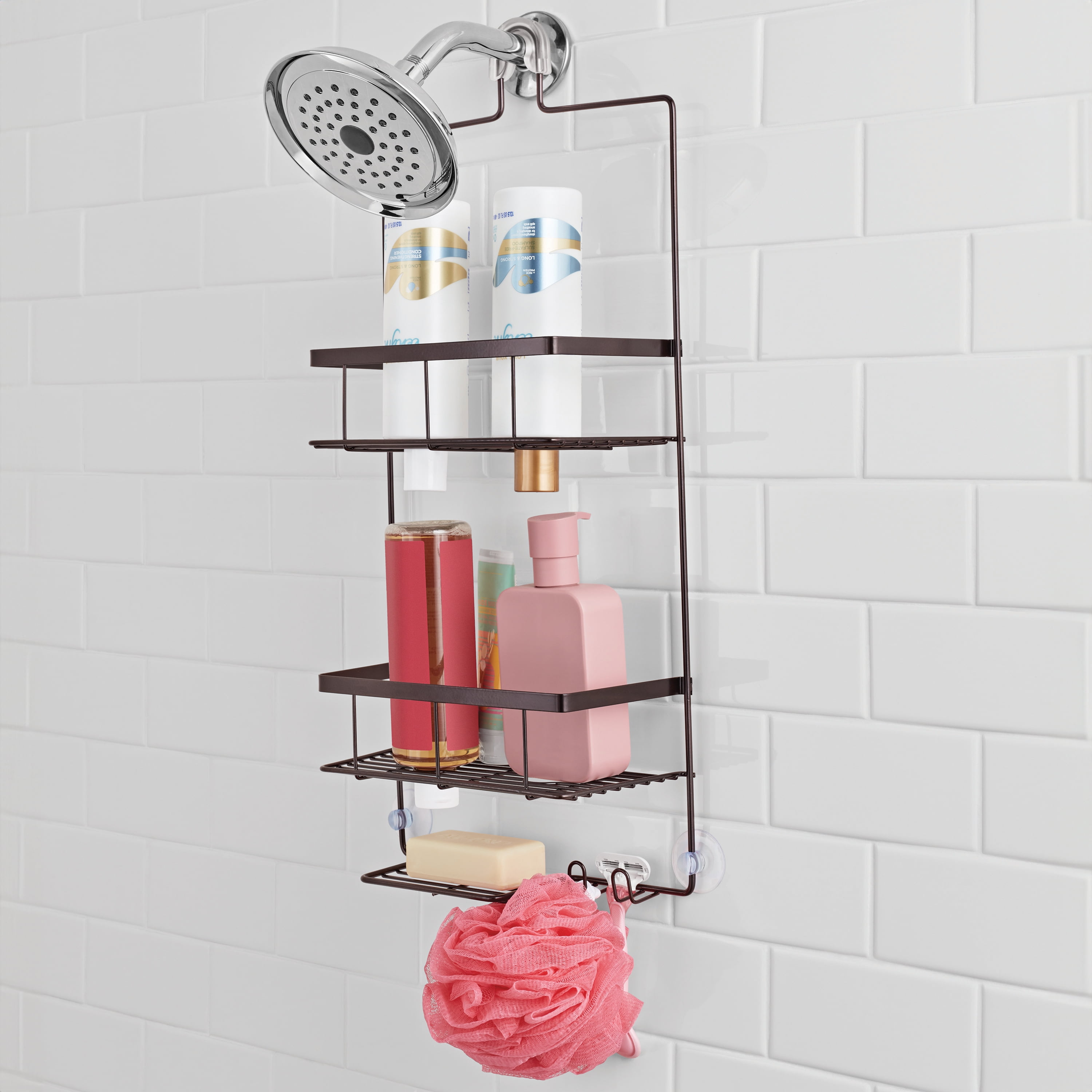 Mainstays Premium Hanging Shower Caddy with 2 Shelves and Soap Tray