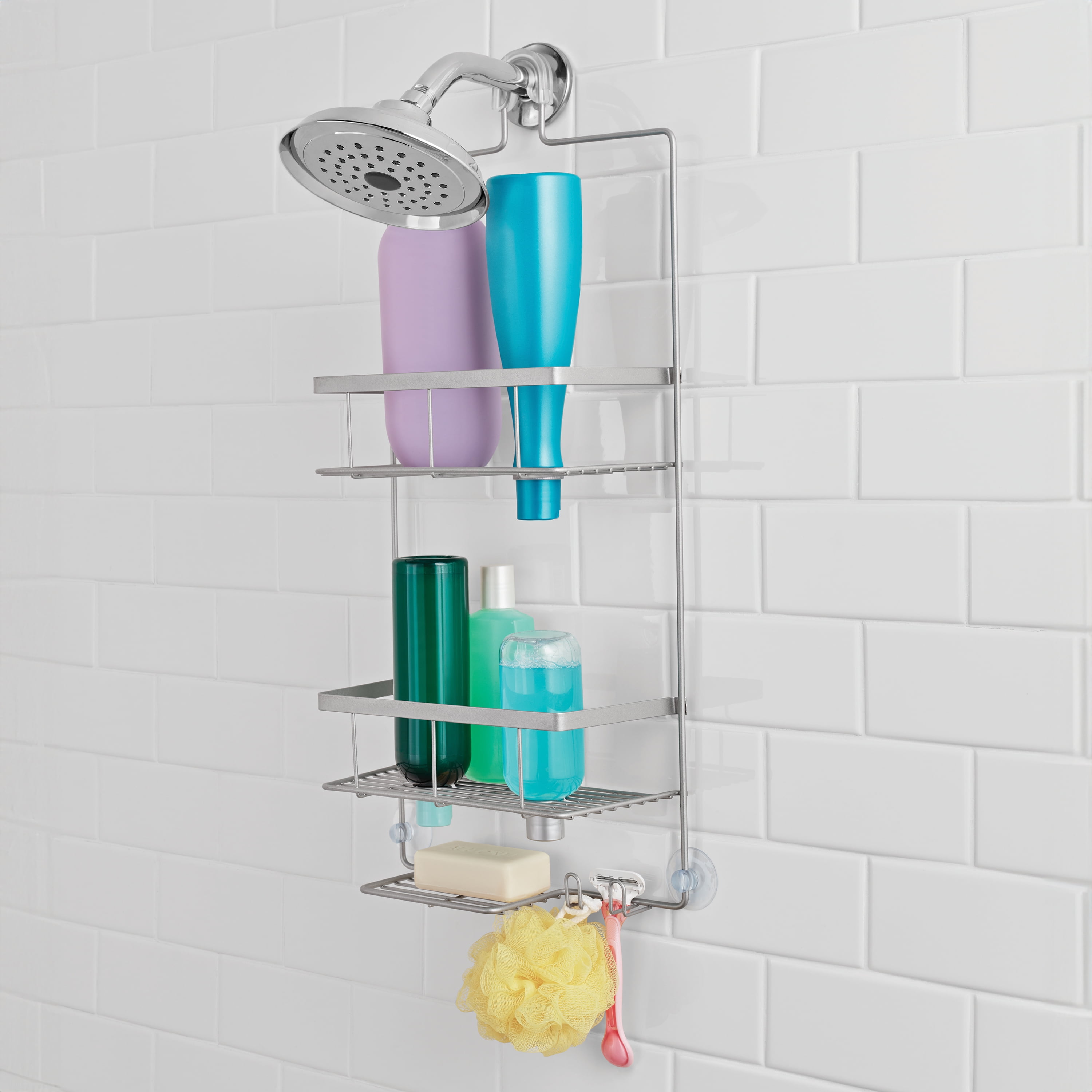 Mainstays Premium Hanging Shower Caddy with 2 Shelves and Soap Tray