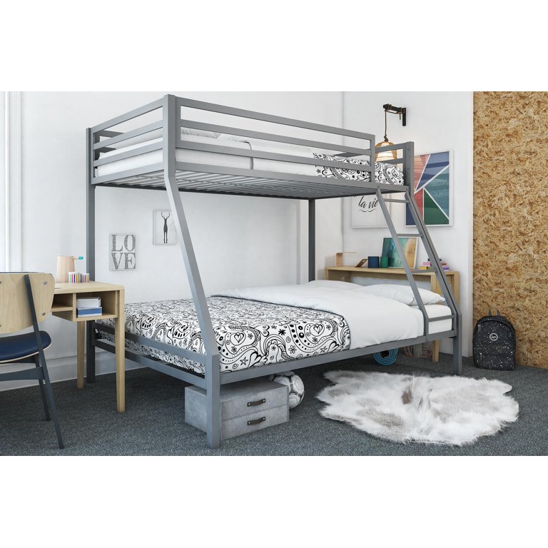 Mainstays Premium Twin over Full Metal Bunk Bed Gray Walmart