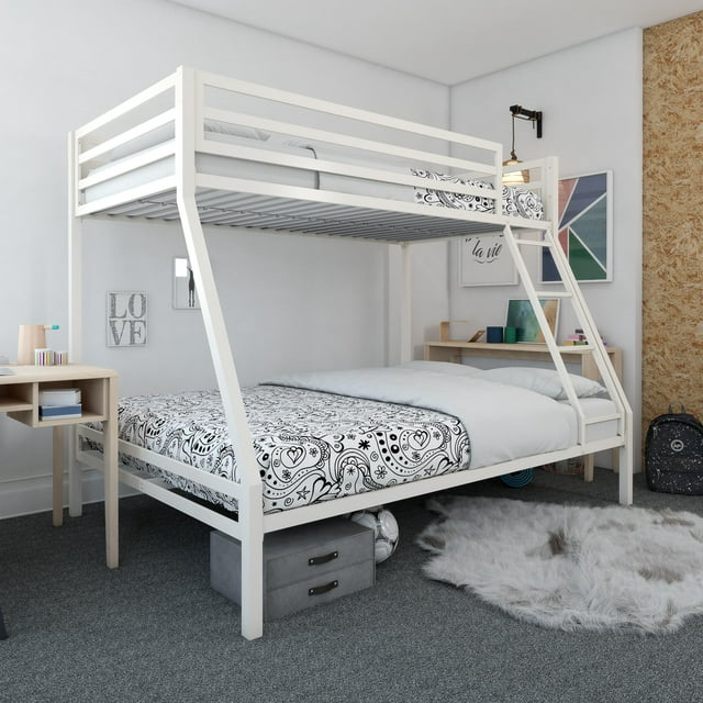 Mainstays Premium Twin over Full Metal Bunk Bed, Off White