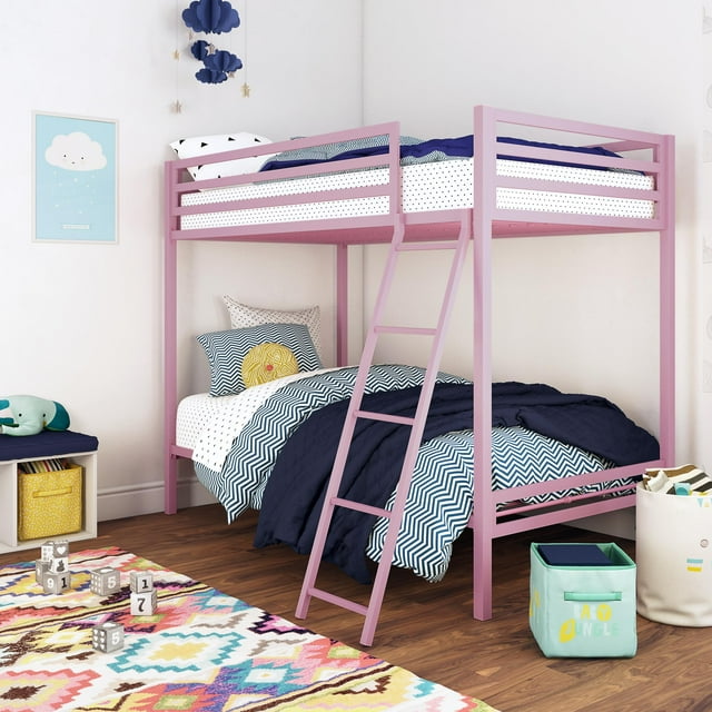 Find Your Perfect Mainstays Premium Twin over Twin Metal Bunk Bed, Pink