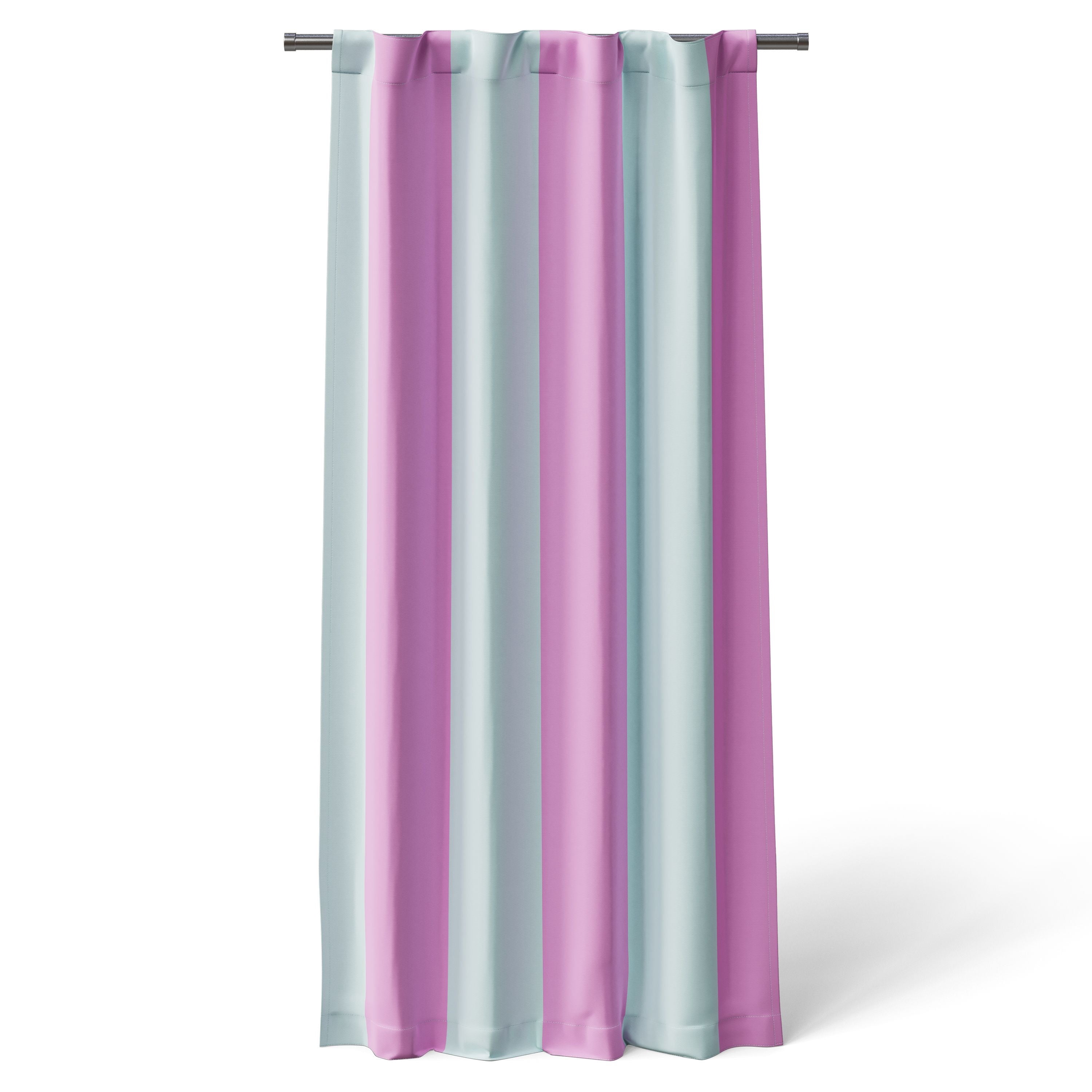 Mainstays Kids Blue and Purple Cabana Stripe Printed Blackout Rod Pocket with Back Tabs Single Curtain Panel, Set of 1, 38" W x 63" L
