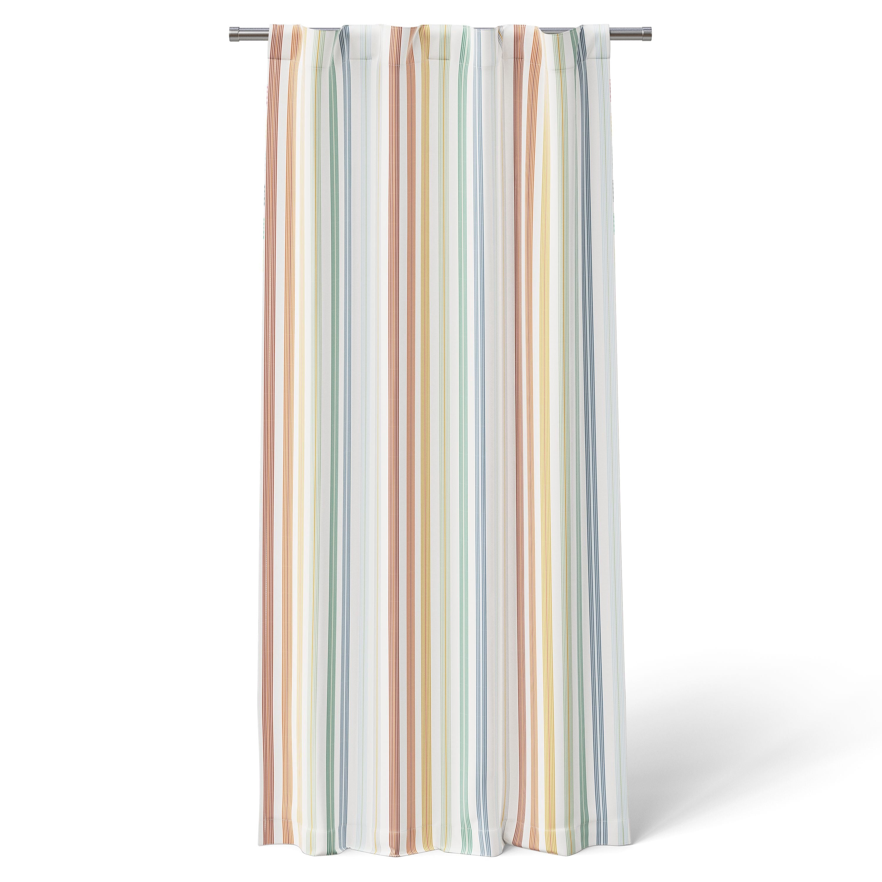 Mainstays Kids Multicolor Vintage Stripe Printed Blackout Rod Pocket with Back Tabs Single Curtain Panel, Set of 1, 38" W x 63" L