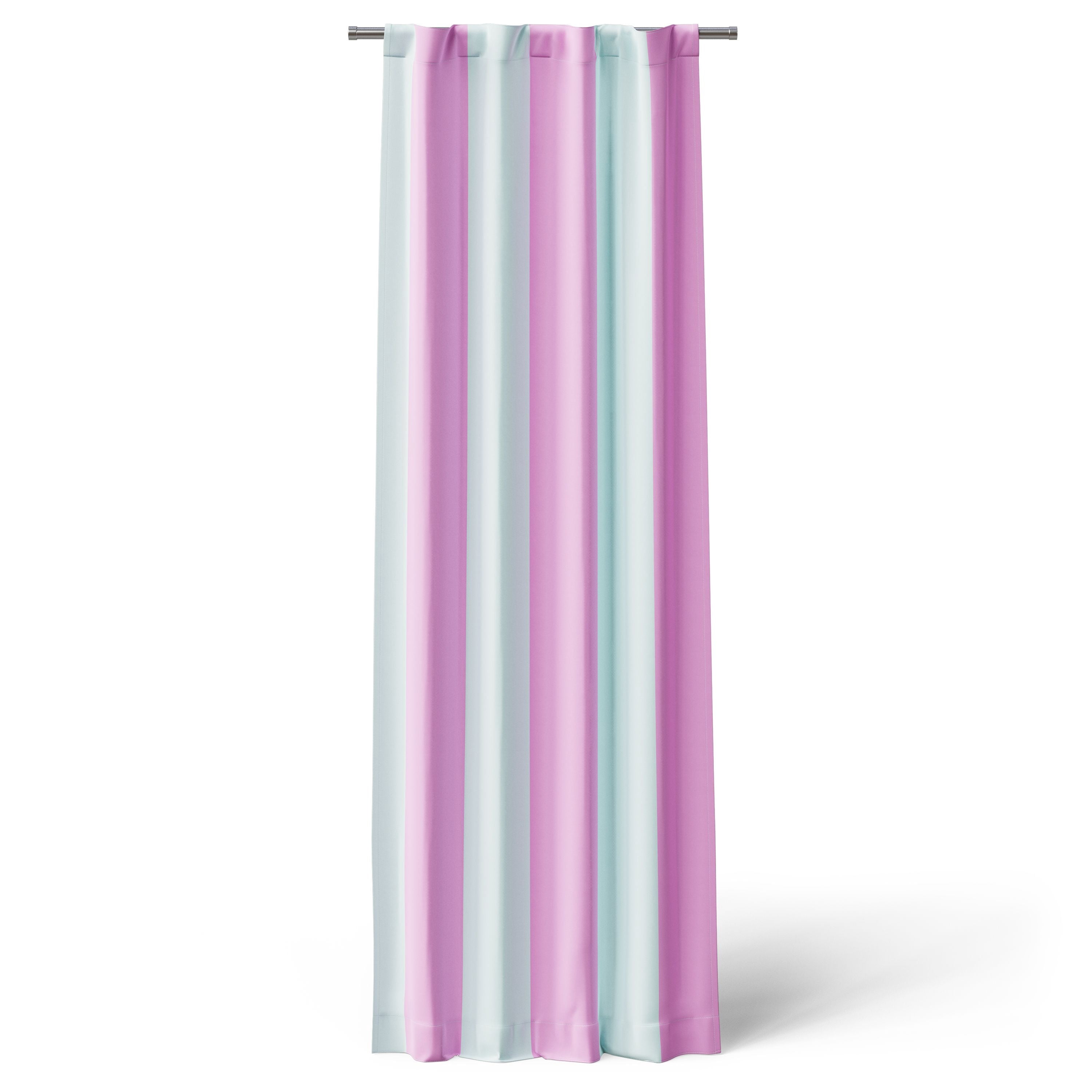Mainstays Kids Blue and Purple Cabana Stripe Printed Blackout Rod Pocket with Back Tabs Single Curtain Panel, Set of 1, 38" W x 84" L