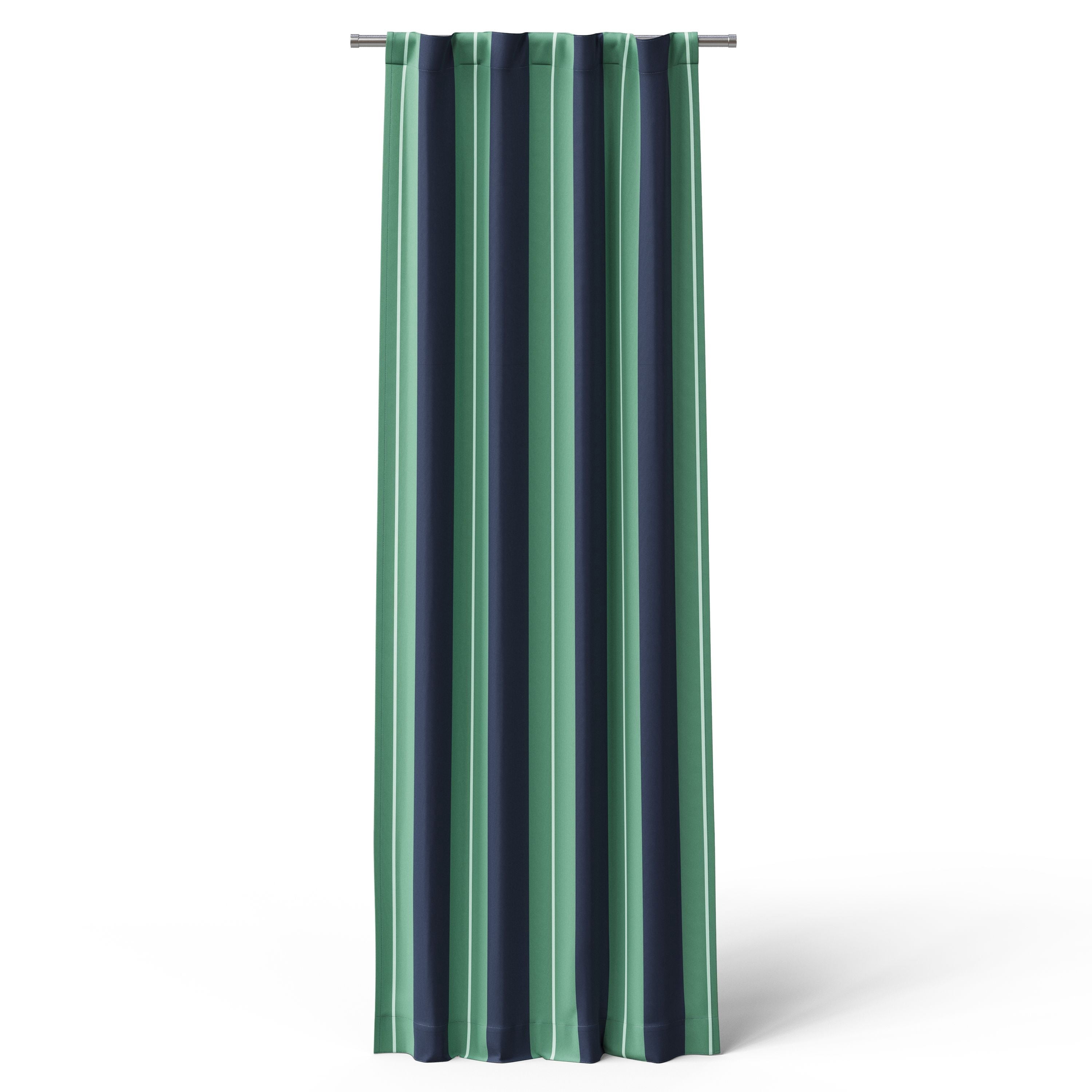 Mainstays Kids Green and Navy Blue Printed Blackout Rod Pocket with Back Tabs Single Curtain Panel, Set of 1, 38" W x 84" L