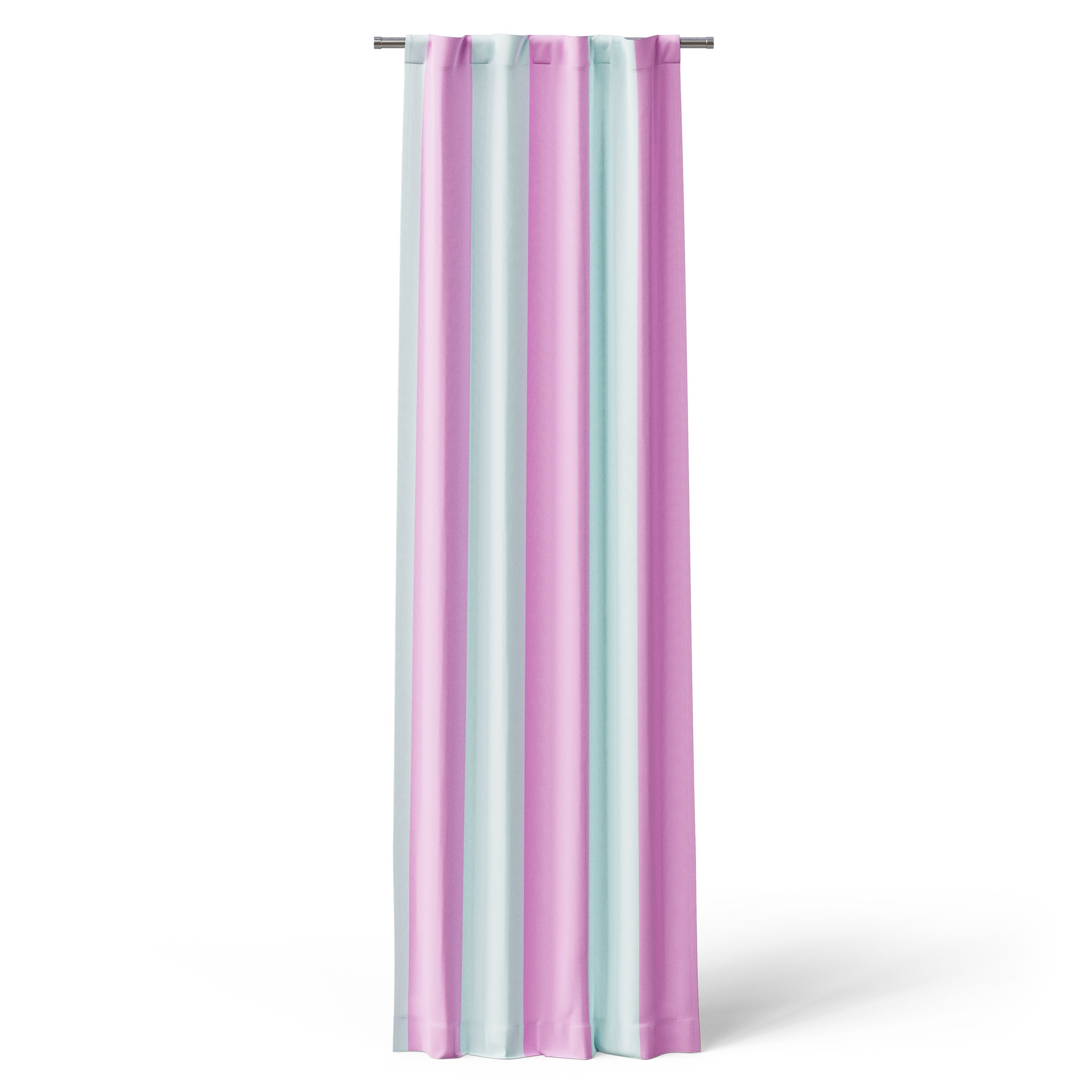 Mainstays Kids Blue and Purple Cabana Stripe Printed Blackout Rod Pocket with Back Tabs Single Curtain Panel, Set of 1, 38" W x 95" L
