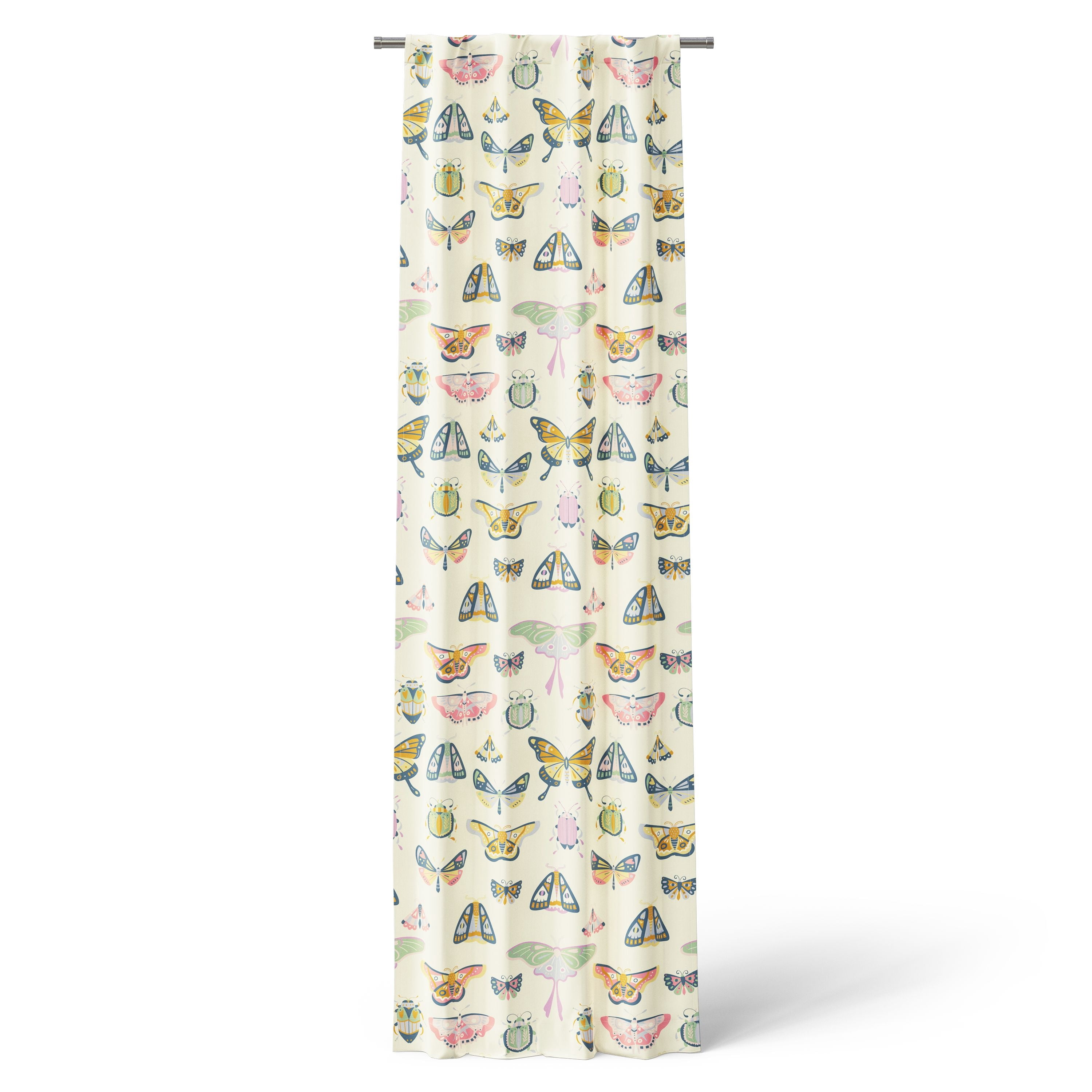 Mainstays Kids Multicolor Butterfly Printed Blackout Rod Pocket with Back Tabs Single Curtain Panel, Set of 1, 38" W x 95" L
