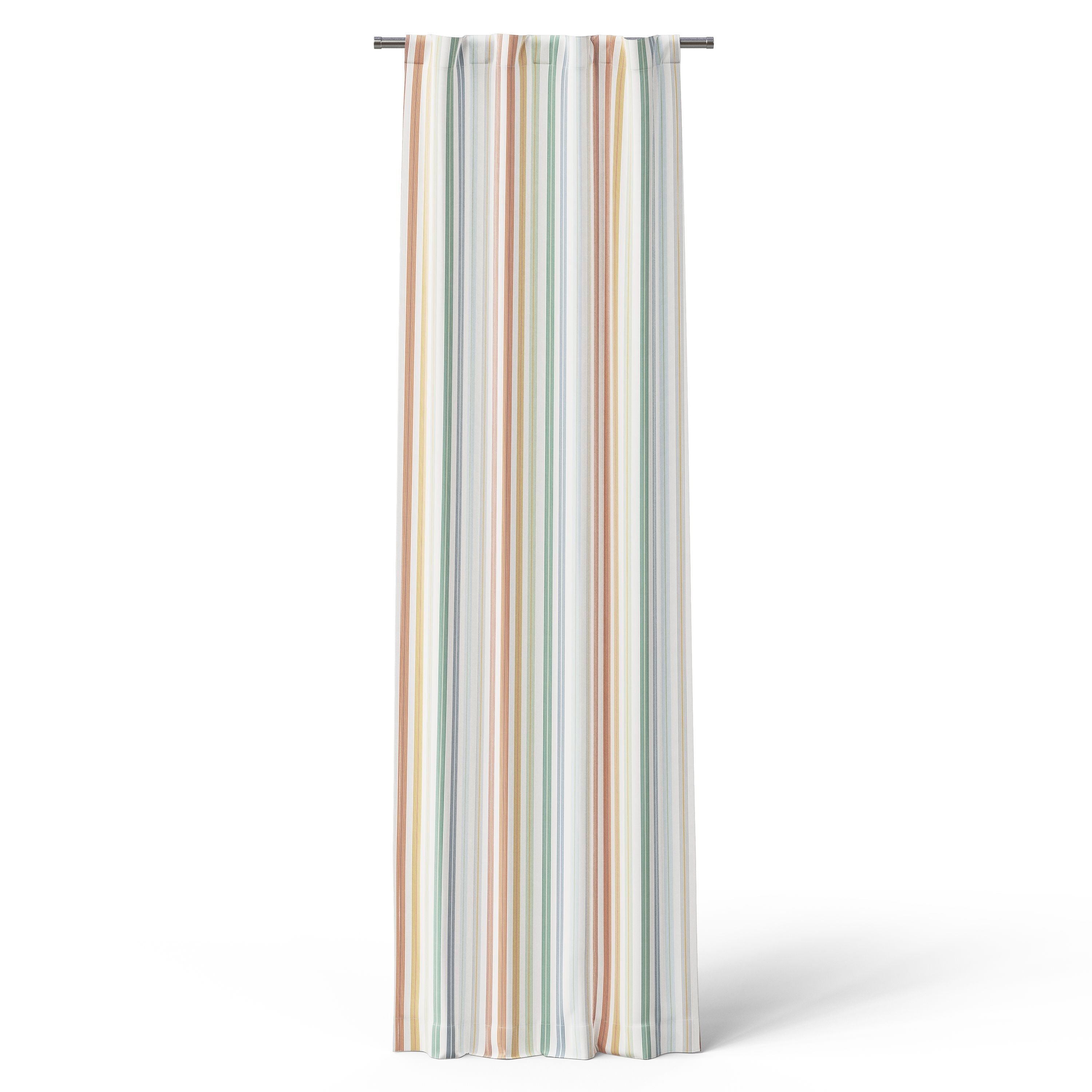 Mainstays Kids Multicolor Vintage Stripe Printed Blackout Rod Pocket with Back Tabs Single Curtain Panel, Set of 1, 38" W x 95" L