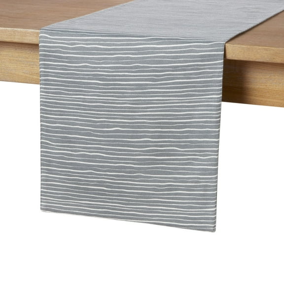 Mainstays Printed Drill Weave 72 x 14 Easy Care Cotton/Polyester Table Runner Gray