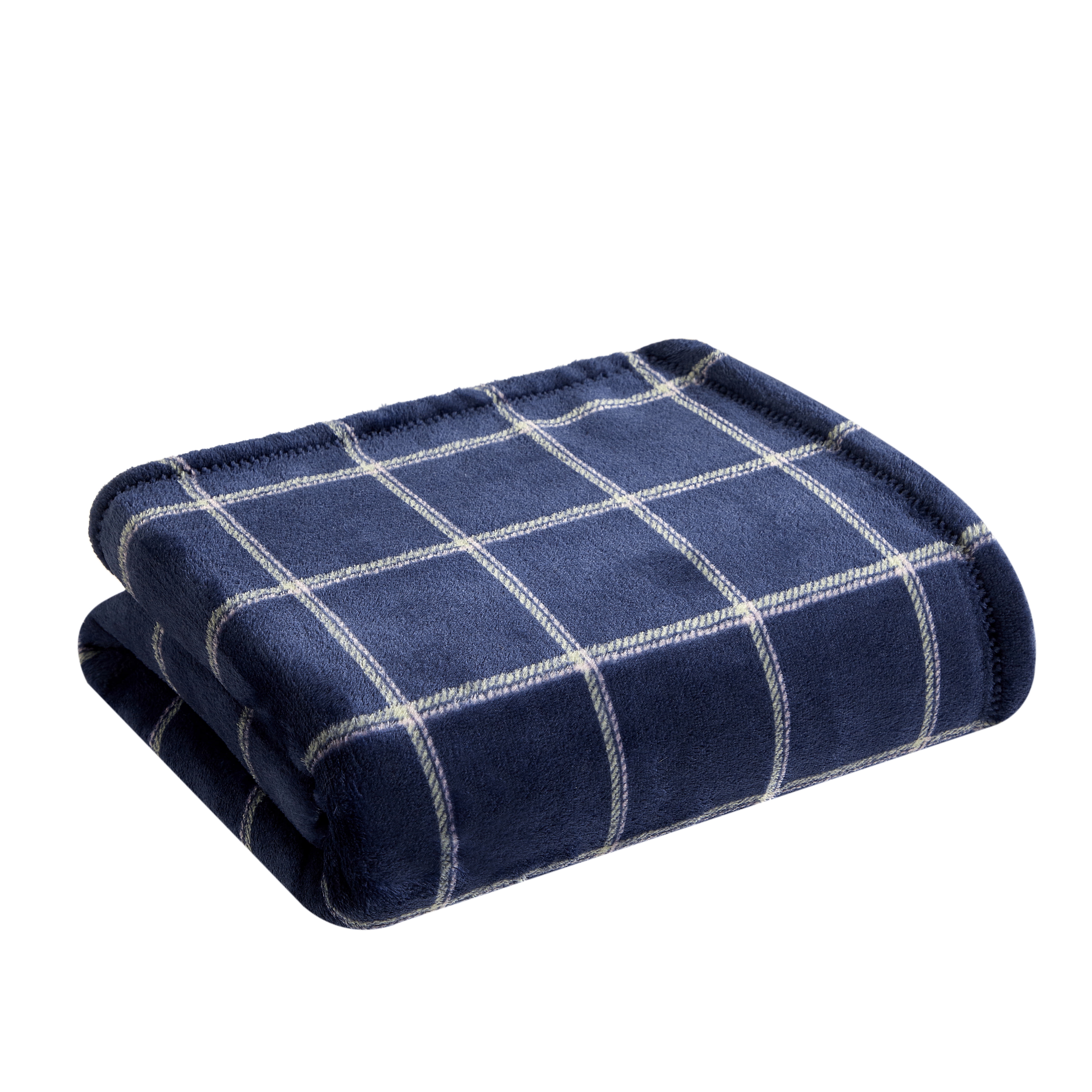 Mainstays Printed Plush Couch Throw Blanket, Blue Cove Plaid, 50 x 60 in