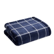 Mainstays Printed Plush Couch Throw Blanket, Blue Cove Plaid, 50 x 60 in