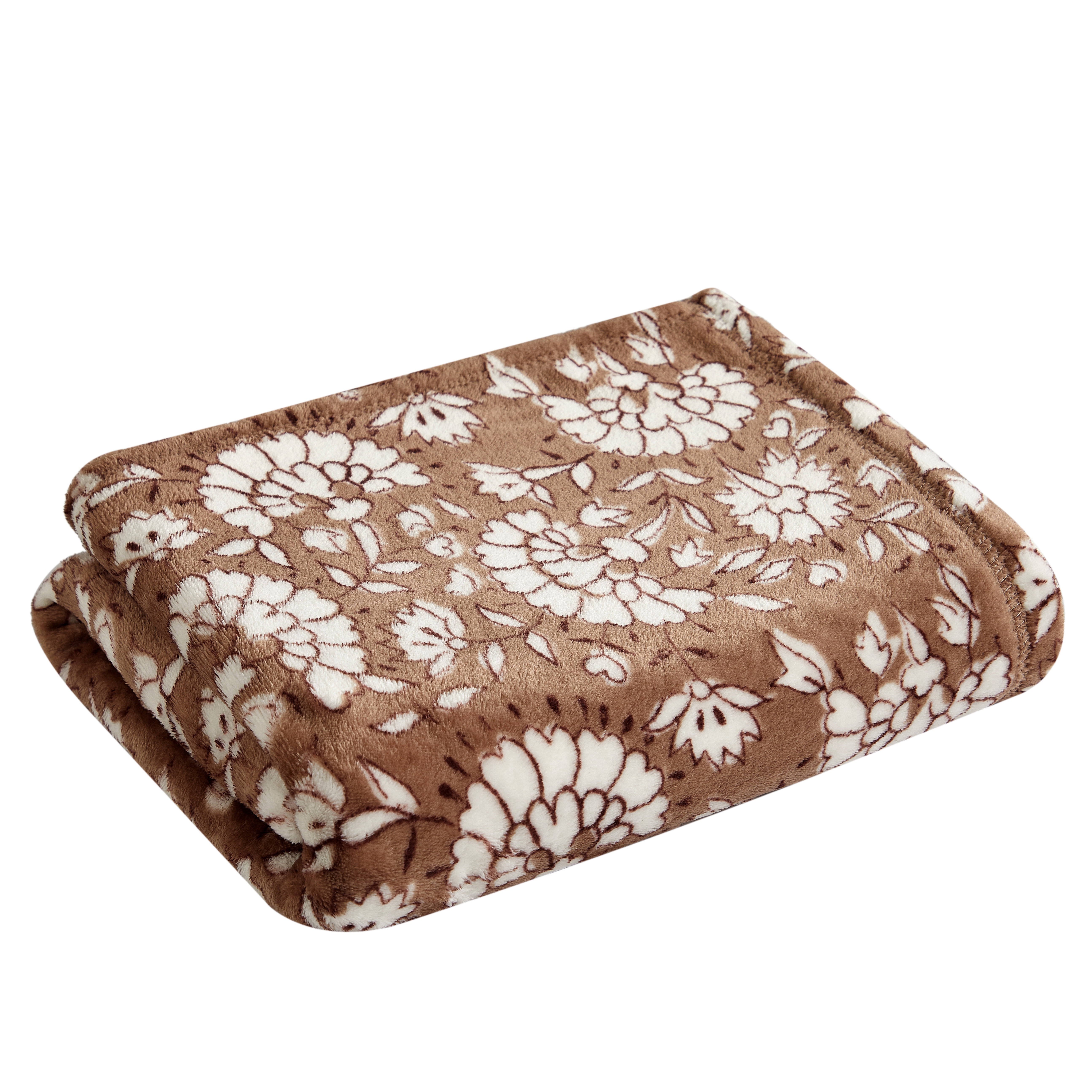 Mainstays Printed Plush Throw Blanket, Jacobean Warm Brownie, 50 x 60 in