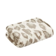 Mainstays Printed Plush Throw Blanket, Neutral Leopard, 50 x 60 in