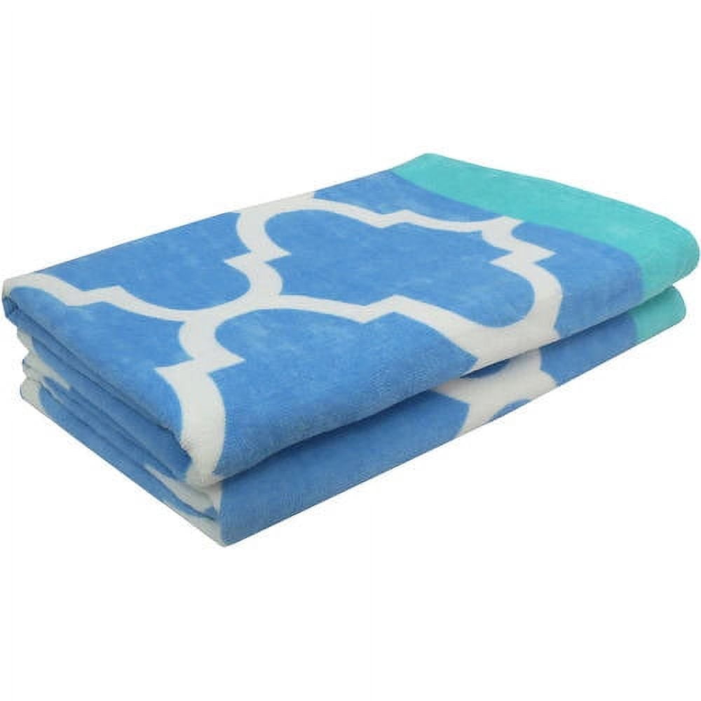 Mainstays Printed Sheared Beach Towel Blue Fret