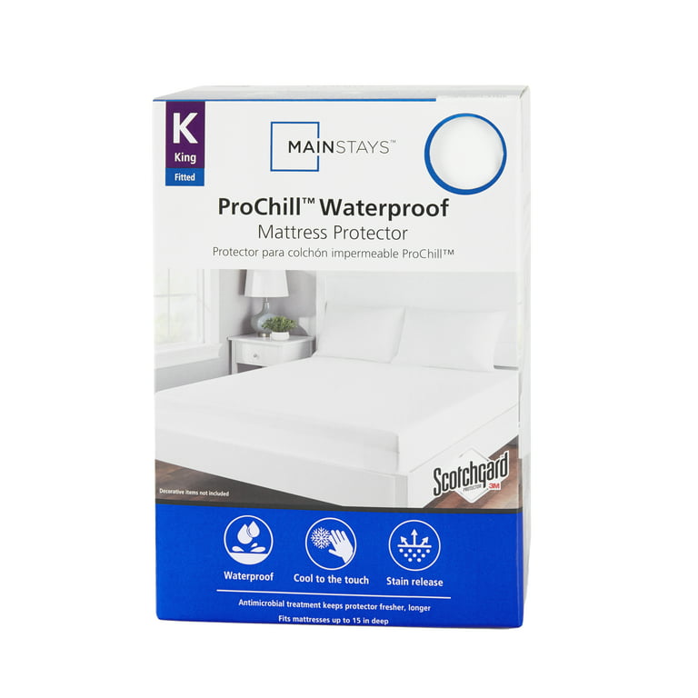 Mainstays ProChill Waterproof Cooling Fitted Mattress Protector, King 