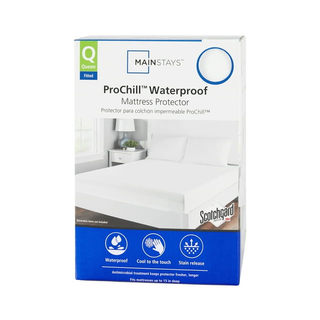 Mainstays ProChill Waterproof Cooling Fitted Mattress Protector, Queen