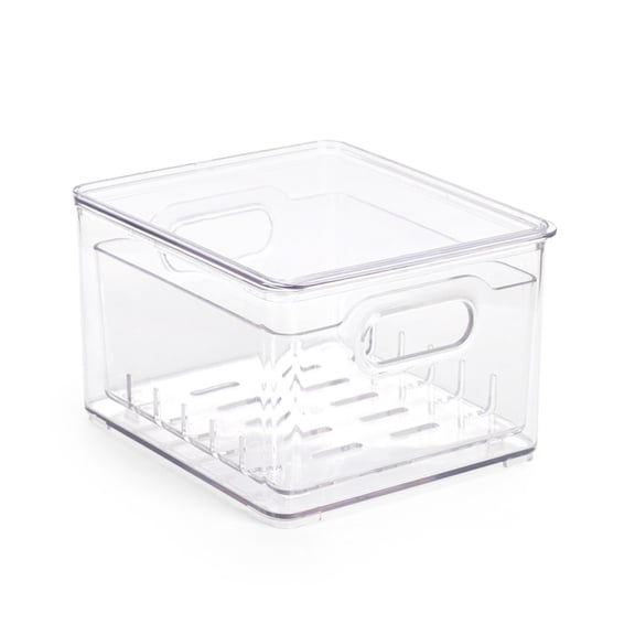 Mainstays Plastic Pull-Out Colander Bin with Removable Drainage Tray, Small, Clear, A Practical Choice for Storage and Transport