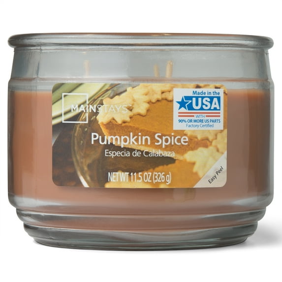 Mainstays Pumpkin Spice Scented 3-Wick 11.5 oz. Glass Jar Candle