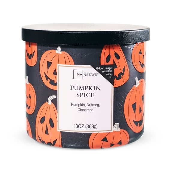 Mainstays 3-Wick Pumpkin Spice Scented Candle with Halloween Wrap, 13 oz
