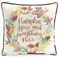 thumbnail image 1 of Mainstays Pumpkin Spice Wreath Reversible Outdoor Throw Pillow, 16", Multicolor Novelty and Leaves, 1 of 12